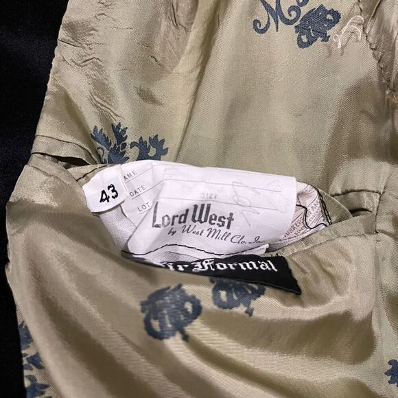 Sir Formal Lord West Black Peak Lapel Tuxedo Jacket Men’s 43R - Picture 4 of 5